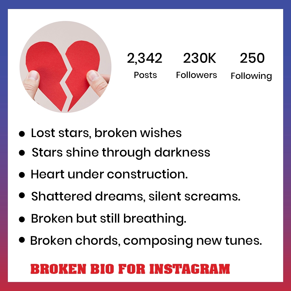 Broken Bio for Instagram 2 Broken Heart Bio for Instagram
